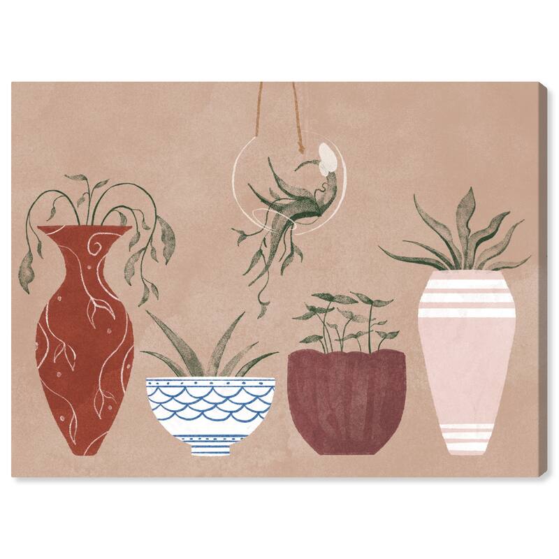 Wynwood Studio Canvas Floral and Botanical Her Favorite Pots Brown and Tan Rustic Wall Art Canvas Print