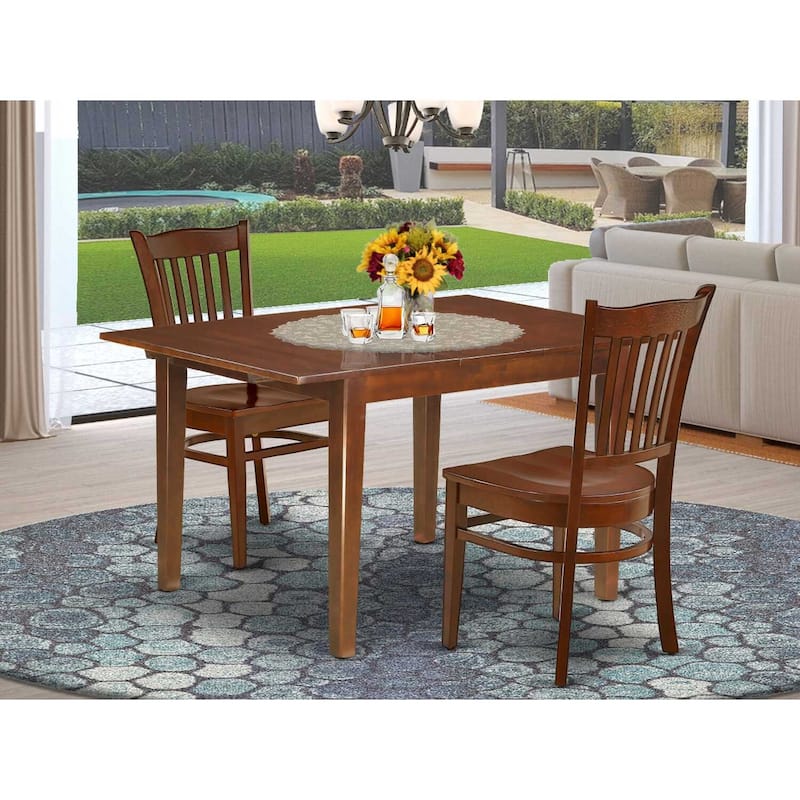Rectangle Dining Table Set - 3Pc Cottage Kitchen Table with Butterfly Leaf & 2 Chairs