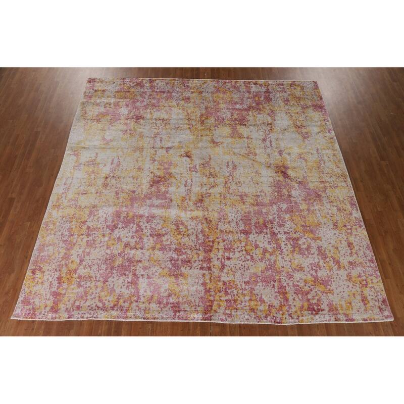 Hand Knotted Oriental 100% Wool Carpet Modern All-Over Multi-Colored Abstract Area Rug - 10' 11'' X 10' 11''