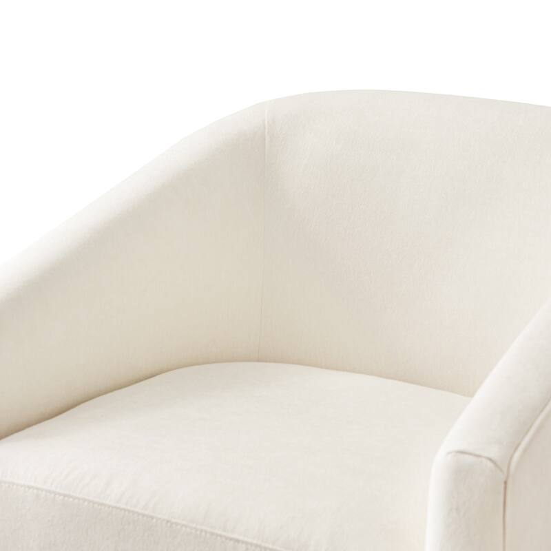 Modern Upholstered Swivel Barrel Accent Chair with Solid Wood Base, Arm Chair for Living Room