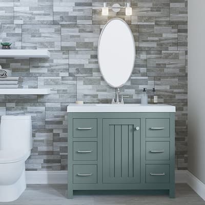 Chamiree 42.5" Bathroom Vanity With Cabinet, 6 Drawers, and White Sink Top