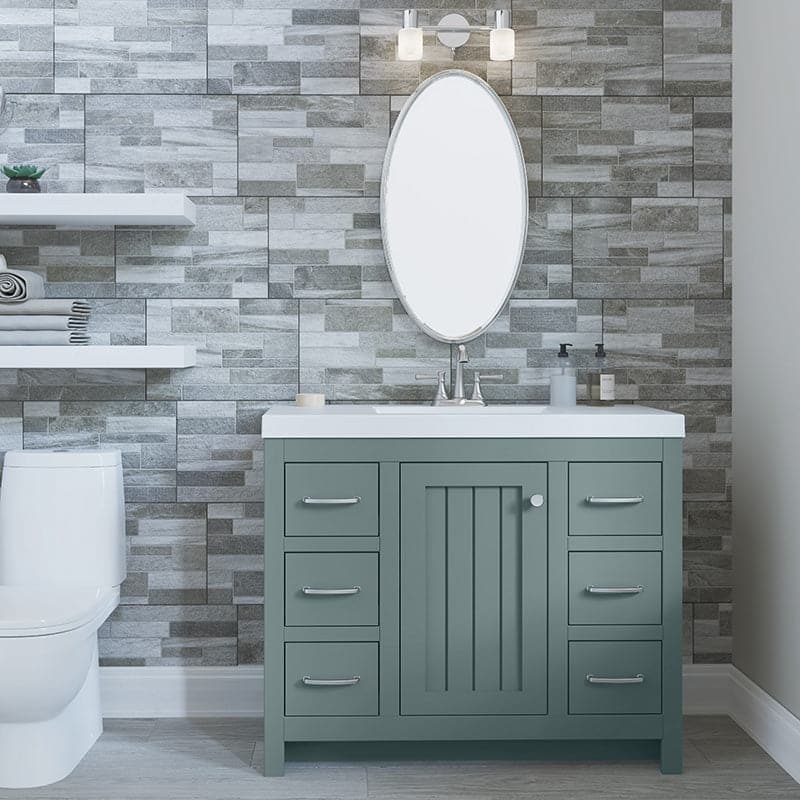 Chamiree 42.5" Bathroom Vanity With Cabinet, 6 Drawers, and White Sink Top - 42.5 in.