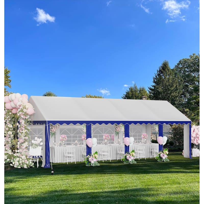 13 x 26 FT Wedding Party Tent with 8 Removable Walls Outdoor PE/Iron Heavy Duty Gazebo Canopy Tent