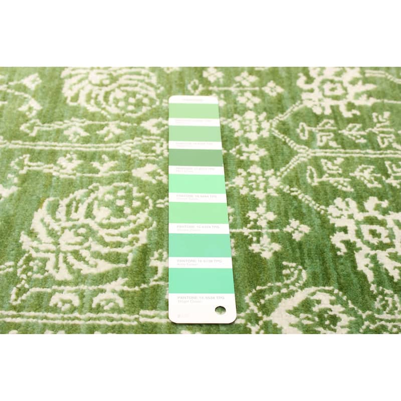 ECARPETGALLERY Hand-knotted Heritage Green Silk, Wool Rug - 2' 6" x 17' 11"