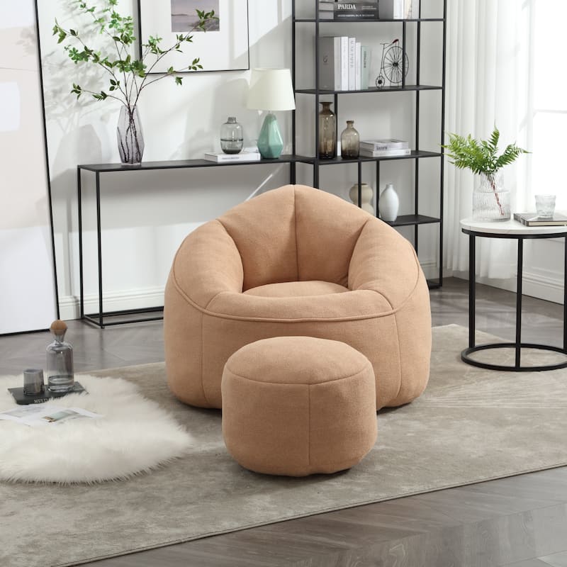 Modern Soft Microfiber Sofa Chair with Footstool