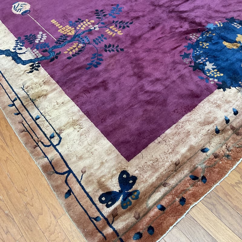 HERAT ORIENTAL Handmade 1920s Antique Art Deco Wool Rug - 9' x 11'9"