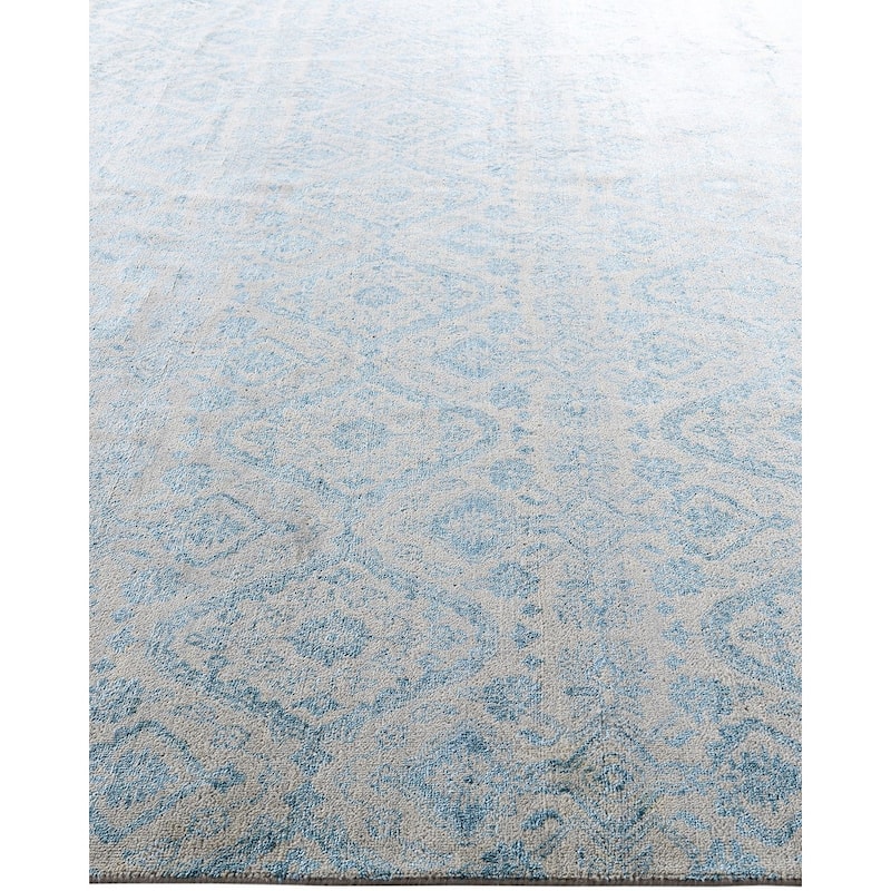 Ikat One-of-a-Kind Hand-Knotted Area Rug, Ivory - 9' 0" x 12' 2"