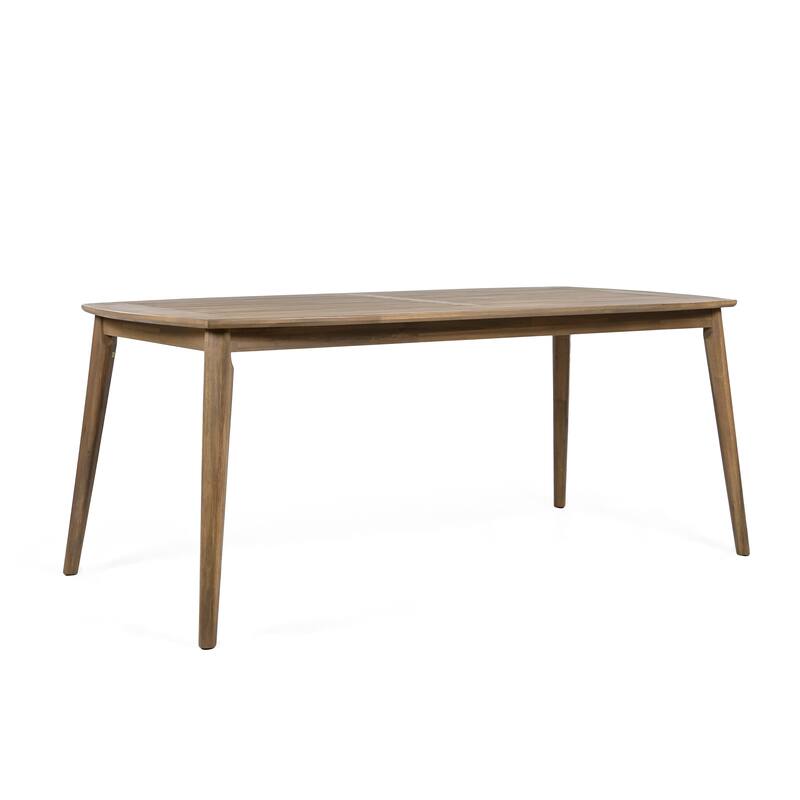 Wood Dining Table 8-Person Outdoor Table, Farmhouse Furniture for Patio, Garden, Backyard, Teak 180 LBS Weight Capacity 72"L