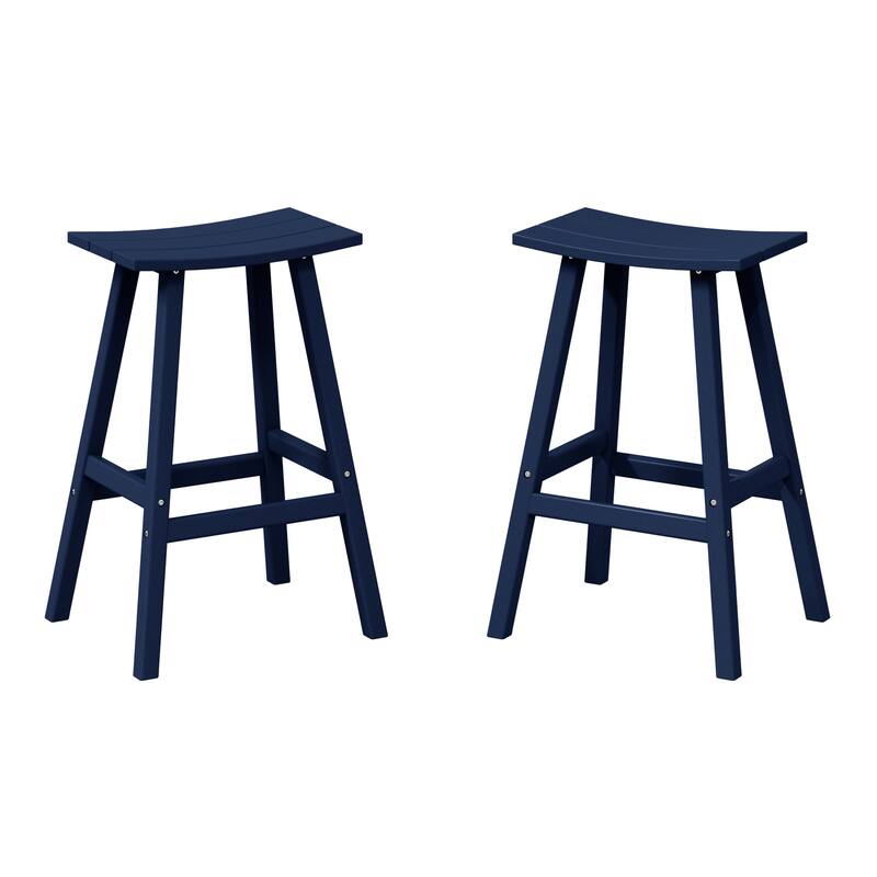 Laguna Hdpe All Weather Outdoor Patio 29" Saddle Seat Bar Stool (Set Of 2)