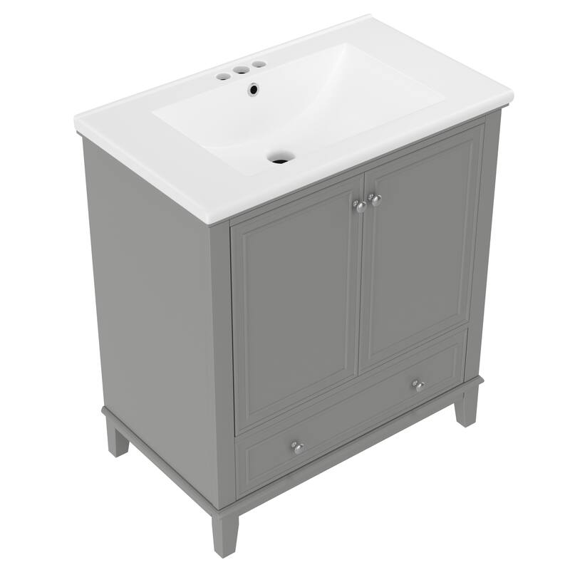 Bathroom Vanity with Sink Top, Bathroom Cabinet with Doors and Drawer, Bathroom Storage Cabinet with Adjustable Shelf