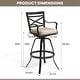 preview thumbnail 15 of 77, Outdoor Patio Bar Stools Aluminum Swivel Bar Chair with Sunbrella Cushion - 21.7 in W x 16.5 in D x 46 in H