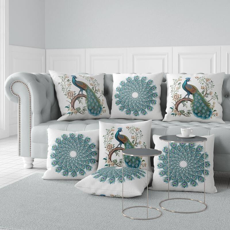 Amrita Sen Peacock Panache Faux Suede Accent Pillow with Removable Cover