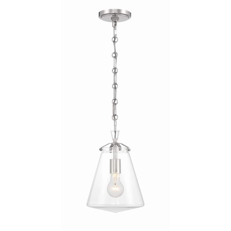 Voss 1 Light Polished Nickel Mini Pendant - 8.25"W x 11.5"H x 8.25"D
