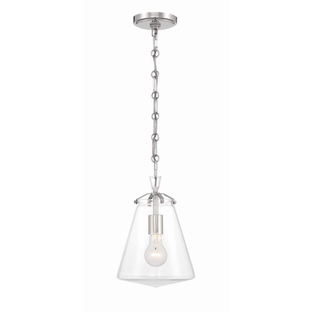 Voss 1 Light Polished Nickel Mini Pendant - 8.25"W x 11.5"H x 8.25"D