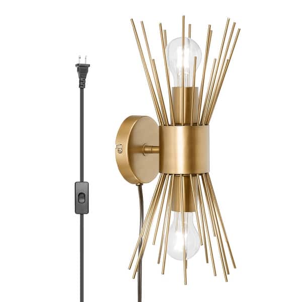 slide 2 of 12, Ewan River of Goods Gold Metal Indoor Wall Sconce - 6.5" x 5.5" x 16.5" 6.5" x 5.5" x 16.5" - Gold