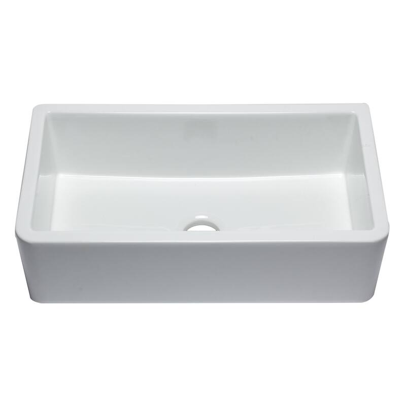 33" White Smooth Apron Solid Thick Wall Fireclay Single Bowl Farm Sink