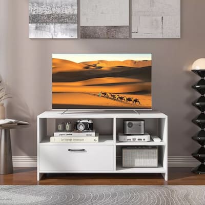 Modern Table TV Stand W/ Drawer & 3 Compartments for TVs up to 50" - 42 inches
