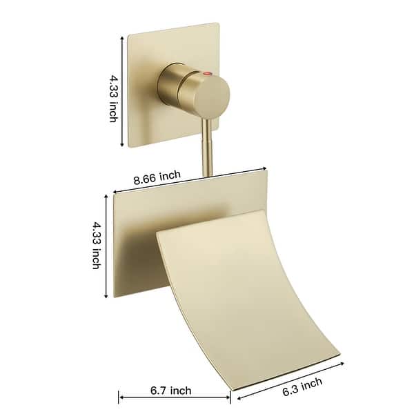 dimension image slide 0 of 3, Wall Mount Bathroom Faucet Waterfall Brass Modern 2 Hole Bathroom Sink Basin Vanity Faucets with Valve