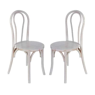 2PK Commercial Solid Wood Stackable Dining Chair with Fixed Floor Glides - 18.5"D x 16.5"W x 35.5"H