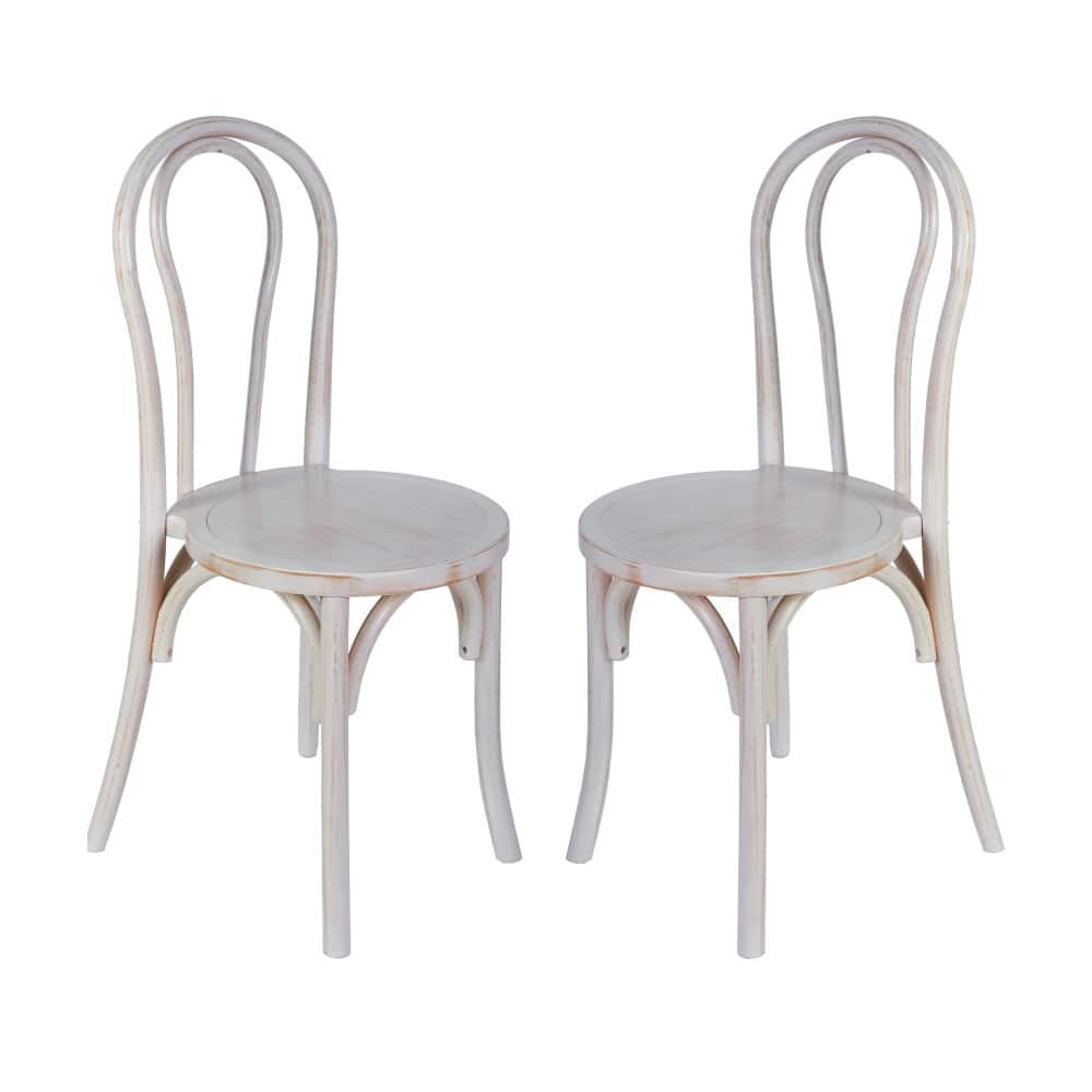 2PK Commercial Solid Wood Stackable Dining Chair with Fixed Floor Glides - 18.5"D x 16.5"W x 35.5"H