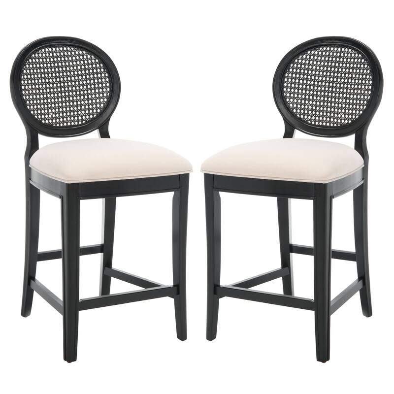 SAFAVIEH Couture Lyuda Rattan Counter Stool (Set of 2) - 19Wx23Dx40H