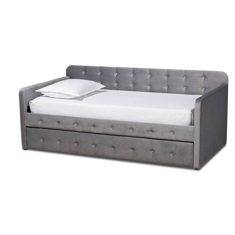 Jona Modern and Contemporary Transitional Daybed with Trundle - Grey - Twin