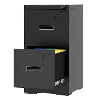 2 Drawer Metal Vertical File Cabinet with Lock and Card Slot Office Home Vertical File Cabinet