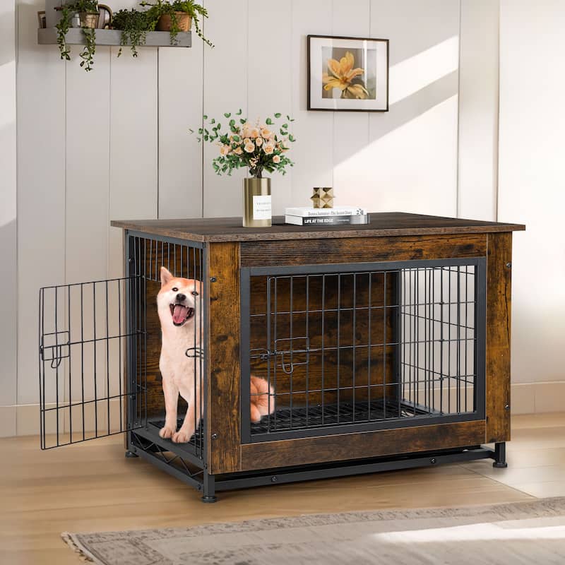 Futzca Dog Crate, Double-Doors Dog Furniture