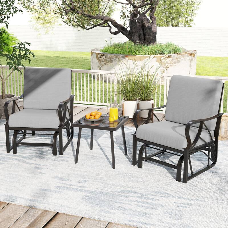 Gymax Patio Glider Chair Single Outdoor Rocking Chair w/ Seat & Back