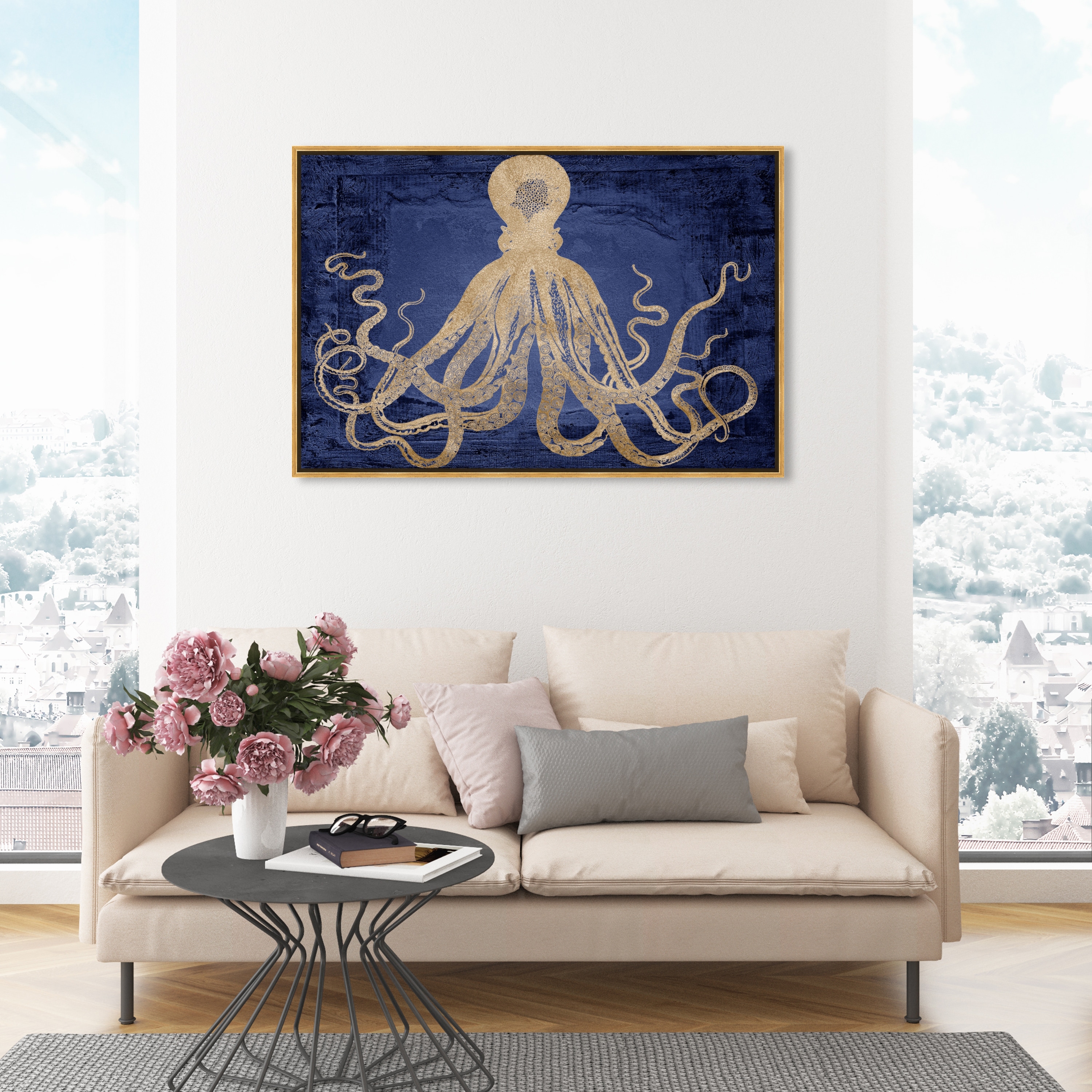 Oliver Gal 'Deep Water Squid' Nautical and Coastal Wall Art Framed Canvas  Print Marine Life Gold, Blue Bed Bath  Beyond 32480726