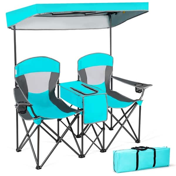 Outdoor Portable Beach Chairs Camping Set with Shade Canopy Mini Table - On  Sale - Bed Bath & Beyond - 35859051