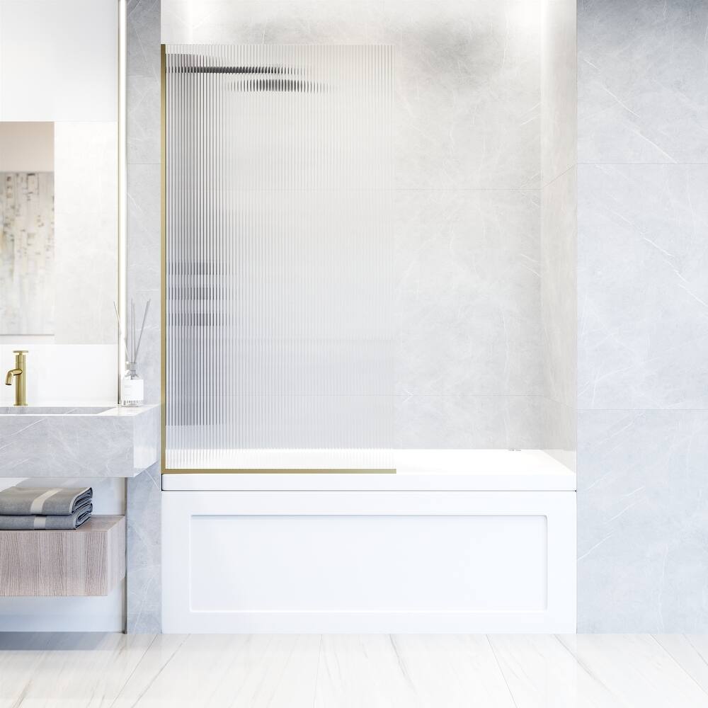 VIGO Zenith 34" W x 62" H Frameless Fixed Tub Screen Door