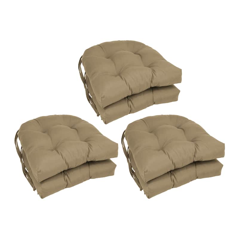 16-inch U-Shaped Indoor Twill Chair Cushions (Set of 2, 4, or 6) - 16" x 16" - Set of 6 - Toffee