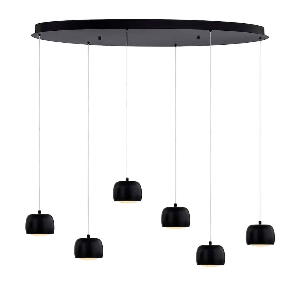 Justice Design Group Frascati LED 6-Light Oblong Chandelier - Matte Black Finish