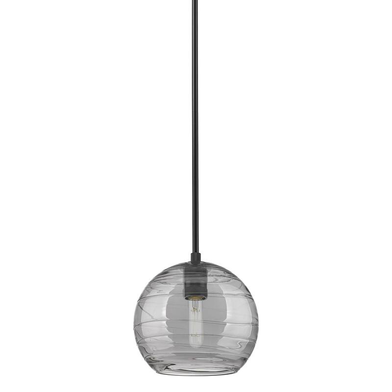 Innovations Lighting 434-1S-8-8 Crown Point Pendant Crown Point 8" - Matte Black / Light Smoke Deco Swirl