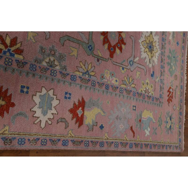 All-Over Pink Oushak Oriental Area Rug Handmade Wool Carpet - 8'1"x 9'11"