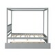 preview thumbnail 4 of 13, Nestfair Full Size Canopy Bed with Twin Trundle, Kids Solid Wood Platform Bed Frame w/ Headboard, No Box Spring Needed