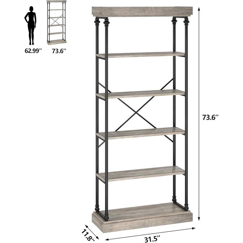 6 Tier Standing Storage Open Rack Bookshelf, Bookcase