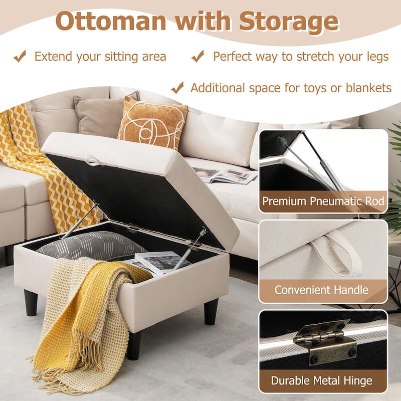 Gymax L-shaped Sectional Corner Sofa Set Living Room Furniture w/