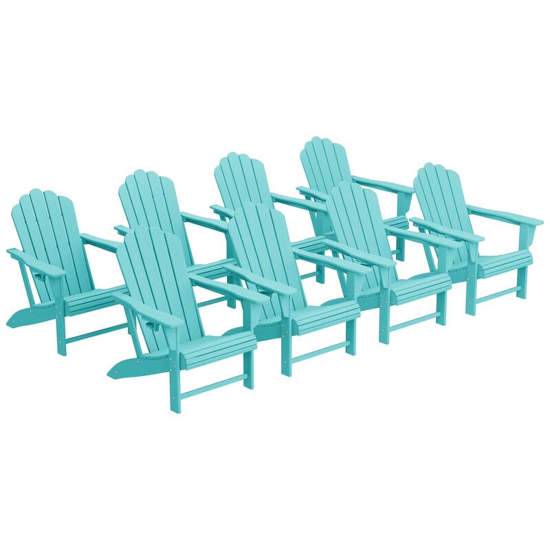 Aderson Outdoor Poly Adirondack Chairs with Cupholders (Set of 8) - Turquoise