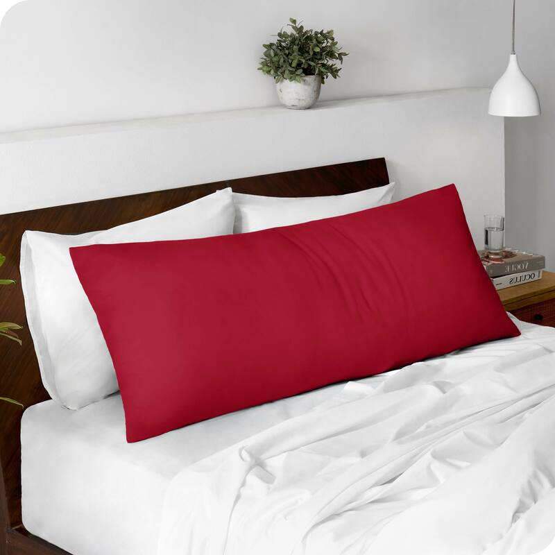 Bare Home Microfiber Body Pillow Cover with Zipper Closure - Red