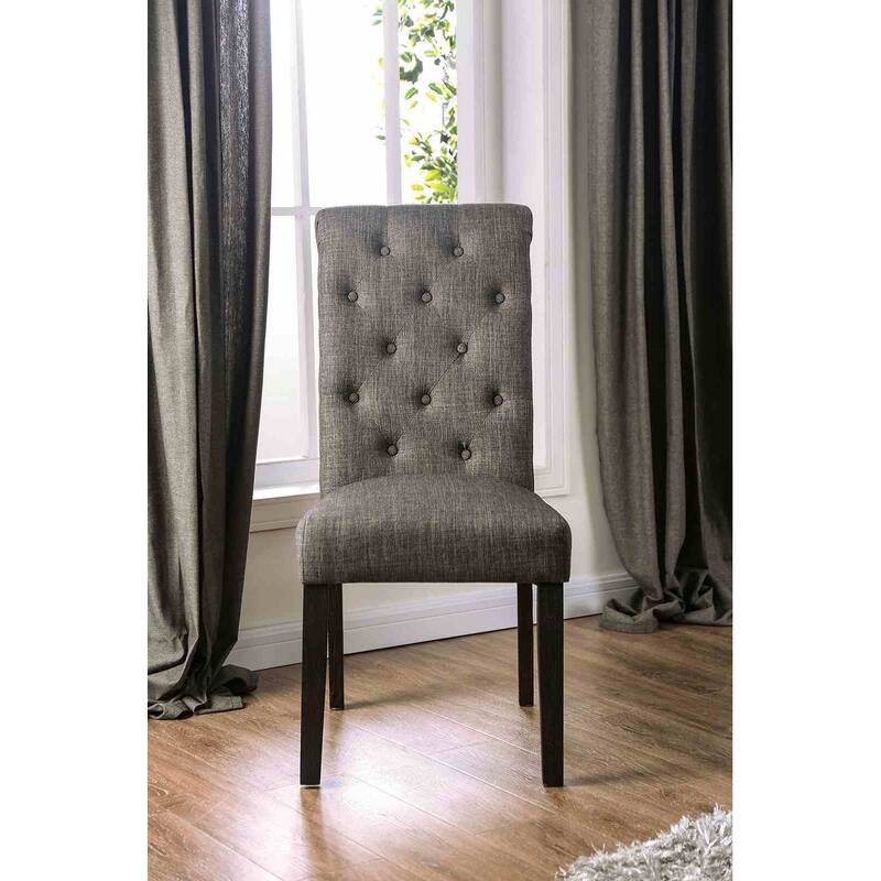 Gray Finish Classic Tufted Side Chairs Furniture Set