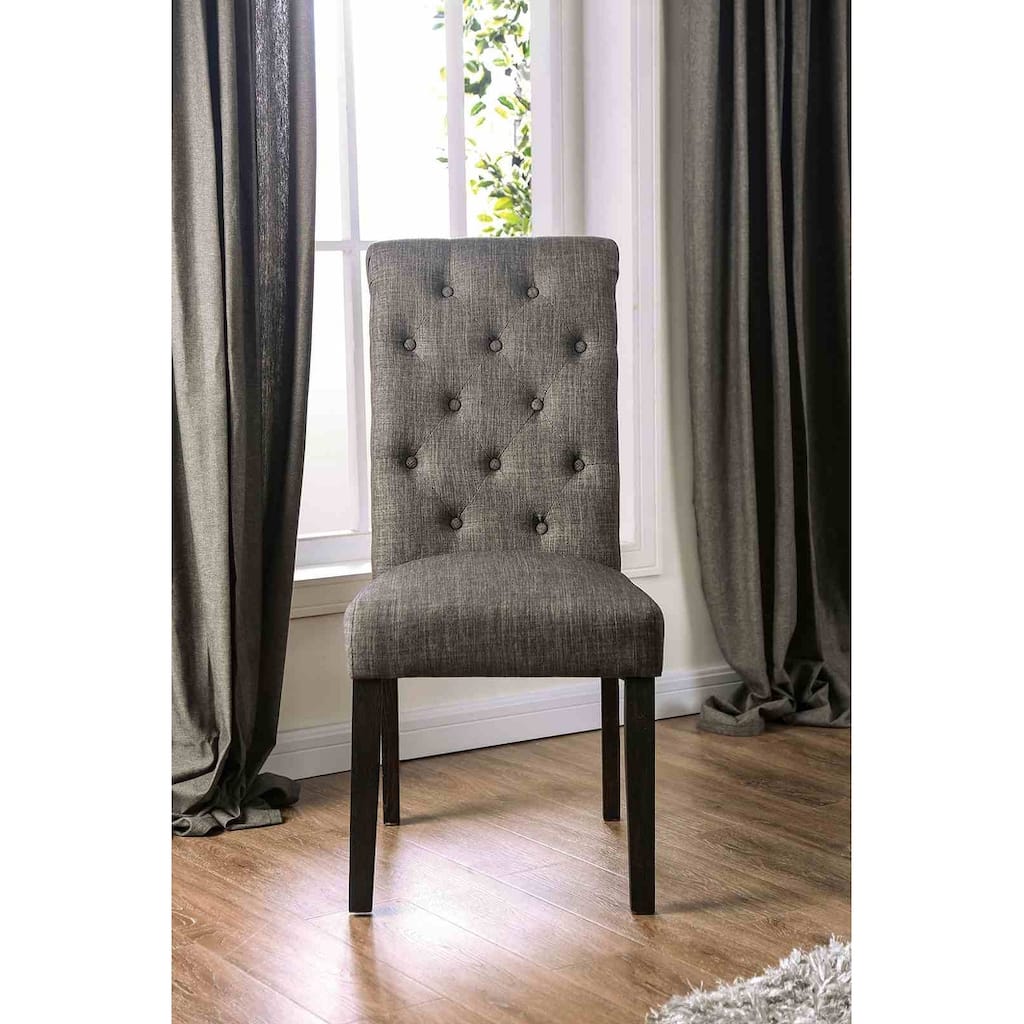 Gray Finish Classic Tufted Side Chairs Furniture Set
