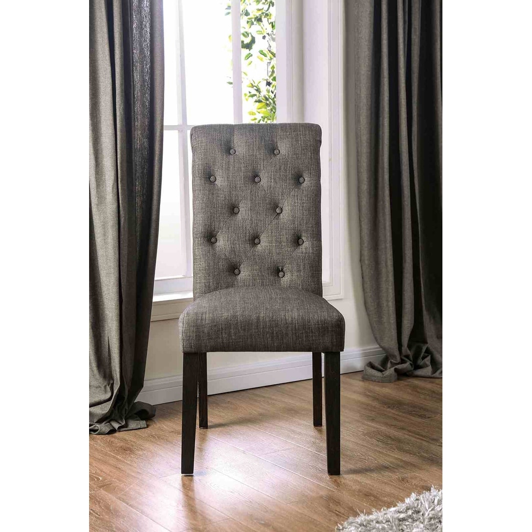 Gray Finish Classic Tufted Side Chairs Furniture Set