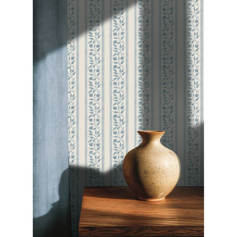 Rosehip Stripe China Blue Peel and Stick Wallpaper
