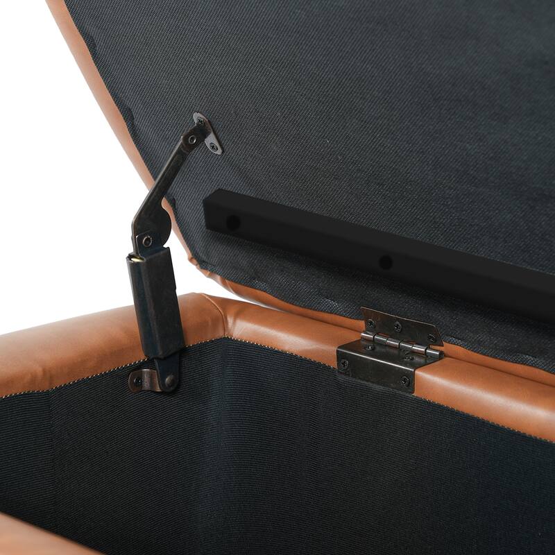 Christopher Knight Home - Modern Aero Upholstered Storage Ottoman Bench with Solid Wood Legs and Lift-Top Storage