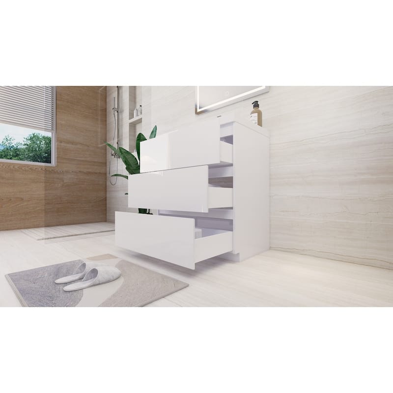 Aron 30'' Freestanding Vanity with Reinforced Acrylic Sink