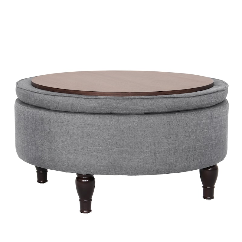Maypex 32" Tufted Round Storage Cocktail Ottoman