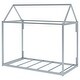 preview thumbnail 6 of 7, Twin Size House Shape Metal Platform Bed, Silver