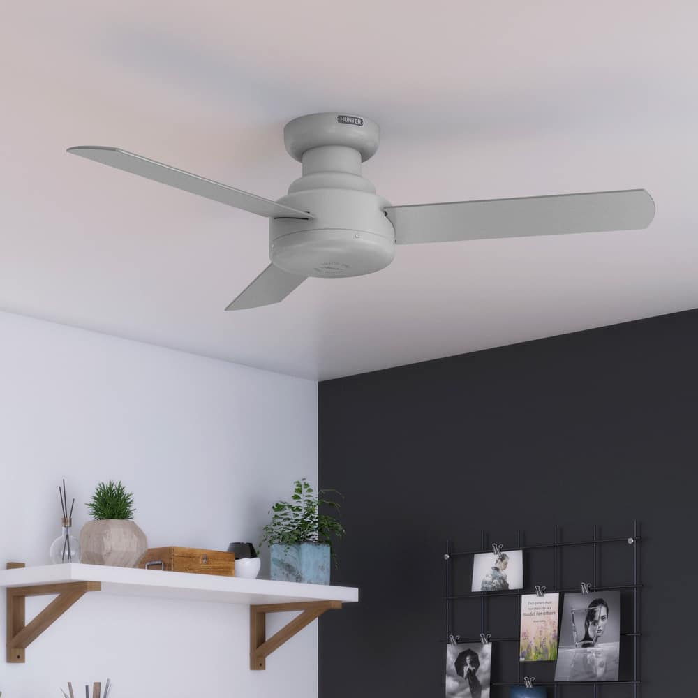 Hunter Presto Flush Mount Ceiling Fan w/ Wall Control - Contemporary, Industrial, Scandinavian - LOW PROFILE!